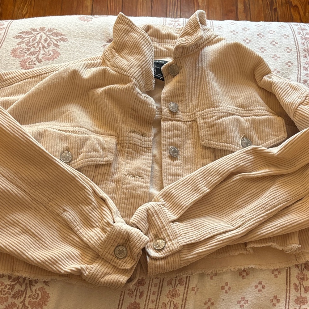 Forever 21 Cropped Beige Corduroy Jacket